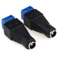 2PCS 12V 5.5mm x 2.1mm DC Power Connector Adapter, JEEUE 12/24V Female Power Jack Socket for Led Strip CCTV Security Camera Cable Wire Ends Plug Barrel