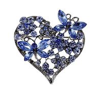 Elements Gunmetal Lavender Love Heart Butterfly Duo Pin Brooch Wedding Gift Novelty Creation Jewelry Party Girls Cheap Design Style Women | Color - Blue