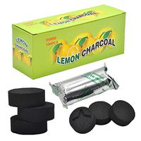 Lemon Charcoal - 100pcs 35mm Lasting Long Quick-Lighting Flavored Coal Less Ash for Incense Censer Barbecue and More
