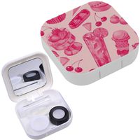 Portable Contact Lens Case Box Travel Kit Mirror + Bottle + Tweezers Container Holder [ Texture Isolated ]
