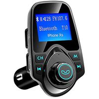 VicTsing Bluetooth FM Transmitter for Car, Wireless Radio Transmitter Adapter with Power Off Function, Hands-Free Car Kit Charger, 1.44'' LCD Diaplay, Music Player, 2 USB Ports, AUX In/Out, TF Card
