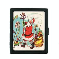 Perfection In Style Metal Cigarette Case Vintage Christmas Design 024
