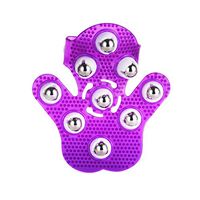 JOUDOO Palm Shape with 9 Metal Ball 360-degree-roller Massage Glove Full Body Beauty Massager (Purple)