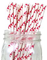 Red Pennant Set of 100 Count Size 7 3/4 inch Pennant Design Paper Drinking Straw Baking Sticks Cake Pop Sticks For Cake Pops Lollipops Crafts Cupcake Toppers Rock Candy and Brownie Pops