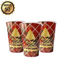 50PCS 16OZ Disposable New Year Christmas Cup Buffalo with Gold Foiled Christmas Tree