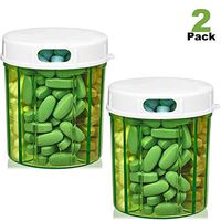 Round Pill Organizer Dispenser - Pack of 2 - Pill Boxes with 4 Compartments for Medication, Vitamins & Supplements Bottle Daily Pill Case Reminder Box