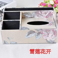 T-ZJHC Multi-Function Living Room Coffee Table Remote Control Storage Box Home European Napkin Paper Box, Snow Lotus Open