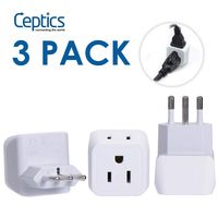 Italy, Chile Travel Adapter Plug by Ceptics with Dual USA Input - Type L (3 Pack) - Ultra Compact - Safe Grounded Perfect for Cell Phones, Laptops, Camera Chargers and More (CT-12A)