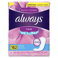 Always Thin Daily Wrapped Liners, Unscented, 162 count (Pack of 1)