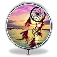 IMLONE Pill Organizer, Customized Dream Catcher Pill Boxes with 3 Components Metal Portable Pill Container for Purse, Travelling and Daily Needs