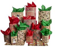 Besti Christmas Gift Bags w/Holiday Tissue Paper and Flat Wrap (28-Piece Set) Small, Medium, and Large Sizes | Reusable Present Giving | Santa Claus, Reindeer, Snowman