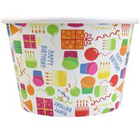 [50 Count] Birthday Party Paper Ice Cream Cups - 8 oz Cake Design Comes In Many Sizes! Frozen Dessert Supplies