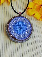 Powerful Orgone Pendant - With Tensor Ring and Teotihuacan blue coil, hook and higher dimension energies - Range over 700km -EMF protection