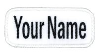 Name Patch Uniform Work Shirt Personalized Embroidered White with White Border.