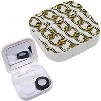 Portable Contact Lens Case Box Travel Kit Mirror + Bottle + Tweezers Container Holder [ Gold Chains On Isolated White ]