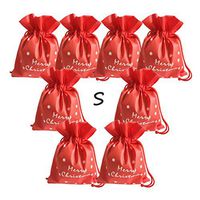FJCA Christmas Gift Bag Drawstring Fabric Wrapping Bag Party Birthday Pouch Small Size 8 Packs
