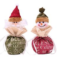 2pcs/lot 2019 New Year Christmas Decorations Xmas English Burlap Apple Bag Creative Cartoon Santa Claus Snowman Child Gift Bag AB381