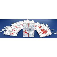 20 White Tote Bags Red Bow Shopping Gift Display 3.5"