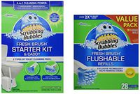 Scrubbing Bubbles Fresh BRUSH Max Starter Kit and Scrubbing Bubbles Toilet Fresh Brush 28 ct Flushable Biodegradable Refills Bundle 2 Items