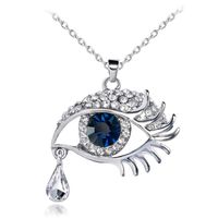 Windoson Tear Drop Necklace, Women Fashion Magic Eye Crystal Necklace Sweater Chain Romantic Jewelry Gift (D)