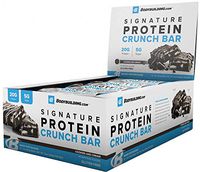 Bodybuilding Cookies and Cream Signature Protein Crunch Bar | 20g Whey Protein Low Sugar | Gluten Free No Artificial Flavors | 12 Bars