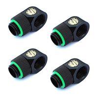 Bitspower G1/4" Male to Female Extender Fitting, 90° Rotary, Matte Black, 4-Pack