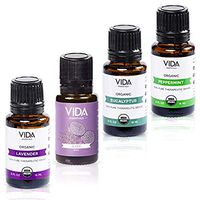 100% Pure Essential Oils Set of 4 for Sleep, Relaxation - USDA Organic, Therapeutic Grade - Lavender, Peppermint, Eucalyptus and Sleep Blend - 15ml (0.5 fl oz)