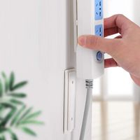Sizet Power Strip Fixator Self Adhesive, Bracket Stand for Power Strip Wall Mounted Power Strip Fixer, Pushable, Washable & Reusable
