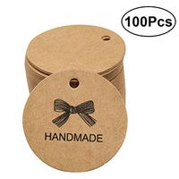 WINOMO 100pcs Handmade Kraft Paper Hang Tags Wedding Hang Tags Craft Gift Tags