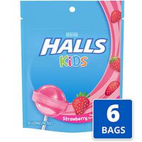 Halls Kids Strawberry Cough and Sore Throat Pops - for Children - 60 Pops (6 bags of 10 Pops)