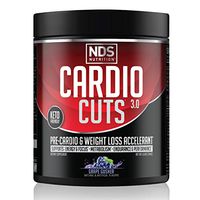 NDS Nutrition Cardio Cuts 3.0 Pre Workout Supplement - Advanced Weight Loss and Pre Cardio Formula with L-Carnitine, CLA, MCTs, L-Glutamine, and Safflower Oil - Grape (40 Servings)