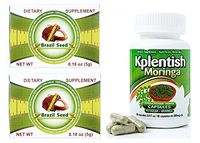 2 Pack Semilla de Brasil Seed 100% Original Authentic Natural 60 Day Supply and Kplentish Moringa Capsules