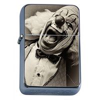 Perfection In Style Silver Flip Top Oil Lighter Vintage Creepy Clowns Design 008