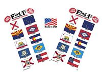 Made in The USA! 2 Packs of Flag-It Complete State Sticker Set, 120 Sticker Decals