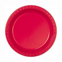 Red Plastic Dinner Plates, 8ct