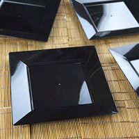 Tableclothsfactory 50 Pcs - Black 8" Square Disposable Plastic Plate