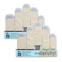 EvridWear Touchscreen Cotton Finger Cots Guard Sleeve with Elastic Different Sizes for Fingers Thumb Protection from Cuts, Abrasion, Eczema, 5 Pack/ 50 cots Total, Color Natural White