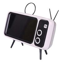 Lishiny Mini Speaker Retro TV Mobile Phone Screen Stand Wireless Portable Audio Speakers (Silver Gray-B)