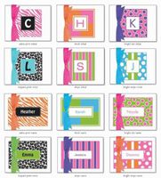 Paparte Note Cards (726 Pink and Green Block Initial)
