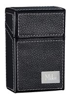 Personalized Visol Migo Black Leather Regular Sized Cigarette Back Holder with Free Text Laser Engraving