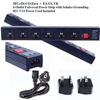 Wonpro2 6-Outlet, 4G 2" Spacing, eT6 Power Strip Surge Protector with 6 Feet Euro Power Cord, 2 Amperage Pipeline Adapters