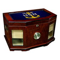 Large Premium Desktop Humidor - Glass Top -US Navy Master Chief Petty Officer, Rank ins (Collar)