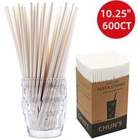 White Jumbo Paper Straws Bulk Extra Long - 10 Inches, 600 Pack - Tall Drinks, Cocktails, Water, Juice, Bottles - Biodegradable and Durable, Great for Restaurants
