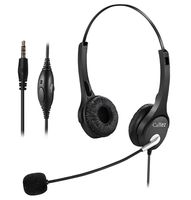 Callez Corded Cell Phone Headset Dual, 3.5mm Phone Headsts with Noise Canceling Mic for iPhone Samsung Huawei Smartphones, Skype, Car Truck Driver, iPad, PC, Conference Calls, Online Classes(C402E1)