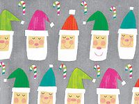 24" x 417' Metallized Sleepy Santa and Candy Canes Christmas Gift Wrap Half Ream Paper Rolls (1 Roll)