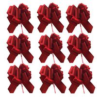Elegant Gift Pull Bows for Birthdays Easter Christmas, 9 Pack 6" Diameter Organza Yarn Pull Bows Gift Wrapping Wrap Ribbon Bow Wedding Car Decoration Centerpieces Gift (9 Pack red)