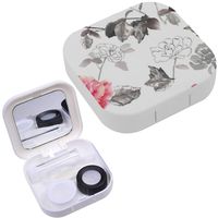 Portable Contact Lens Case Box Travel Kit Mirror + Bottle + Tweezers Container Holder [ Floral Fantasy Flowers ]