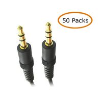 ACCL 25 Feet Premium Gold Plated 3.5mm Stereo Male to Male Cable, 50 Pack
