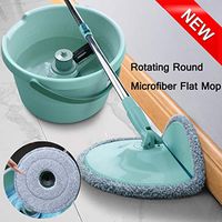 Uplord 360°Rotating Head Easy Magic Floor Mop Head,Rotating Mop Bucket,Round Microfiber Flat Mop,2X mop Head,1x mop Handle,1x Rotating mop Bucket