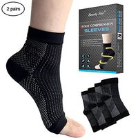 Beauty Star Plantar Fasciitis Socks, 2 Pairs Compression Foot Sleeves Ankle Arch Support Socks Pain Relief, Improved Circulation, Recovery, Ideal for Runners(Black, Size S/M)